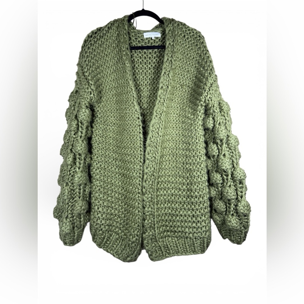 White Closet Balloon Sleeve Bubble Sleeve Chunky Knitted Cardigan Sz S/M